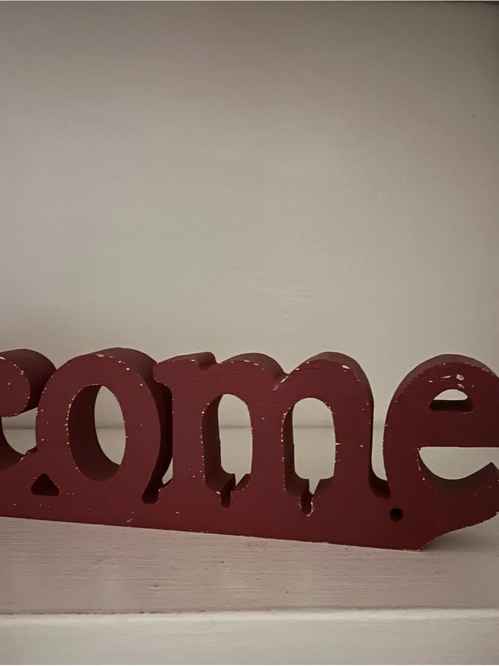 Wooden “WELCOME” Stand-Alone or Hang. Shabby Chic. 16” x 4” x 1.5” GUC.
